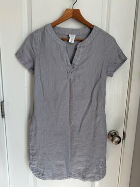 Light Gray / Pale Purple Linen Tunic Dress
